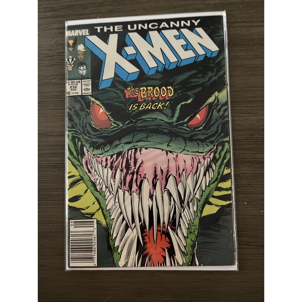 Uncanny X-Men #232 Brood Newsstand Vintage 1988 Marvel Comic Book Bag & Board